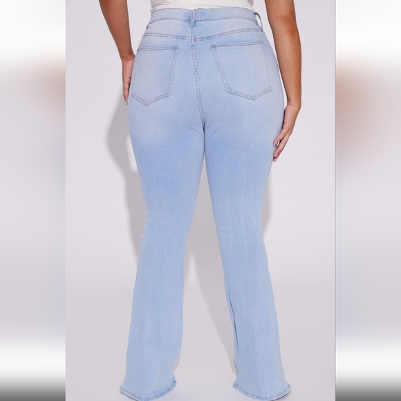 Fashion Nova Jeans - Small Talk Stretch High Rise Flare Jeans - Light Wash - Picture 3 of 3